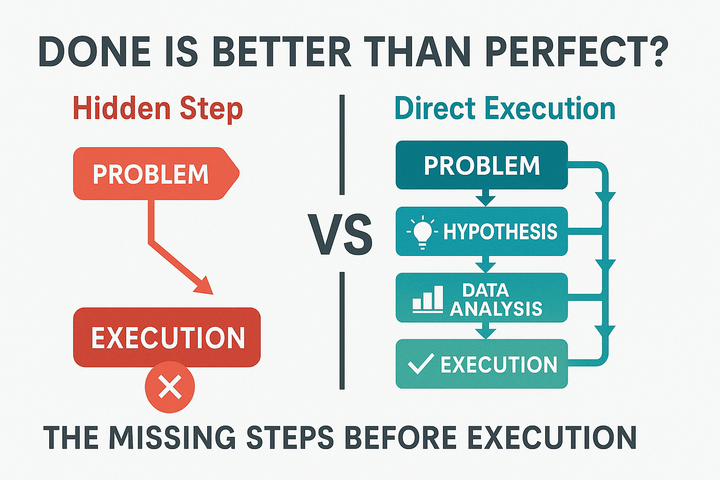 Done is better than perfect? 그 앞에 생략된 단계가 있다.